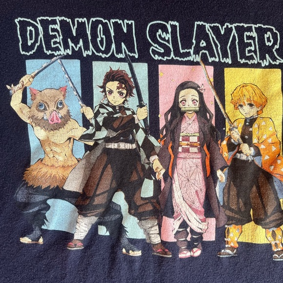 Demon Slayer Navy Blue Graphic Anime T-Shirt - Picture 3 of 4